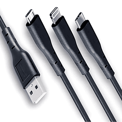 USB A to 3 in 1 data cable