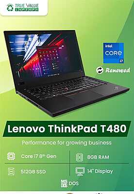 Lenovo Thinkpad T480 Int?L Intel Core I7 8Th Generation - 8 GB Ram & 512 GB SSD, 14 Inches Notebook Laptop (R?Furbished), With Windows 10 Pro